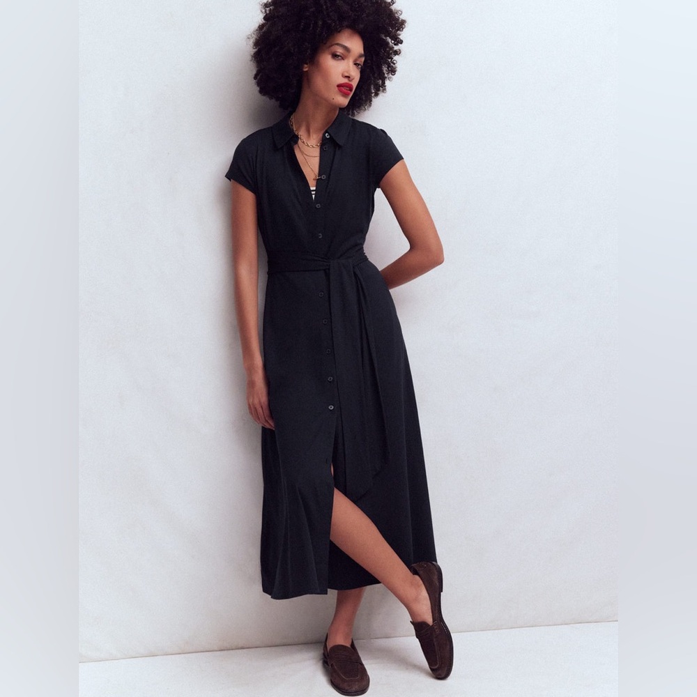 NWT Boden Marcia Jersey Shirt Dress in Navy